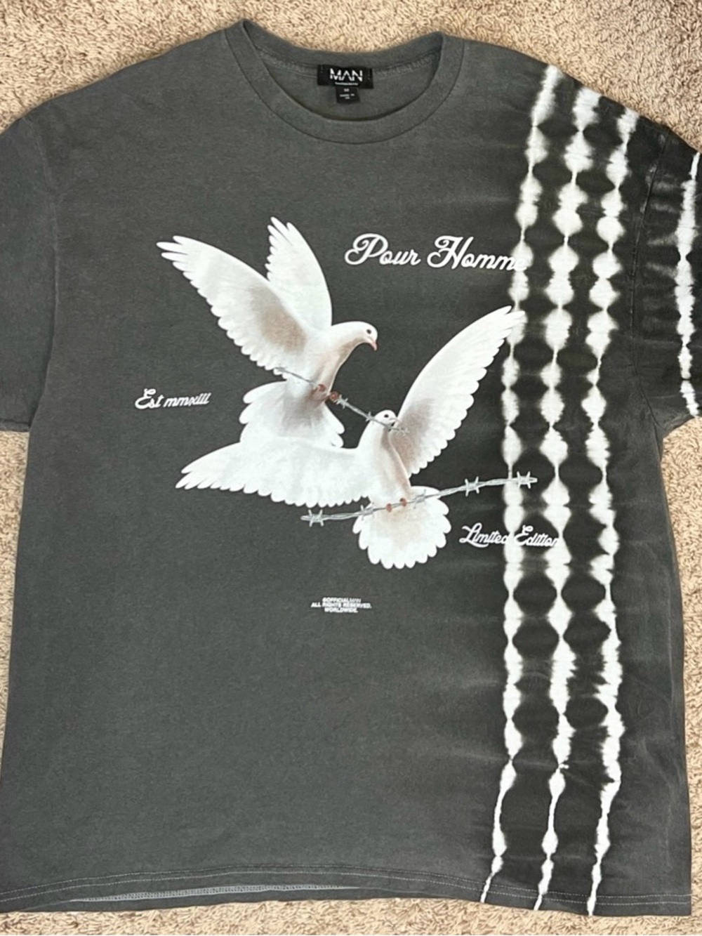boohoo MAN T-Shirt Oversized Medium Pour Homme Doves Limited Edition